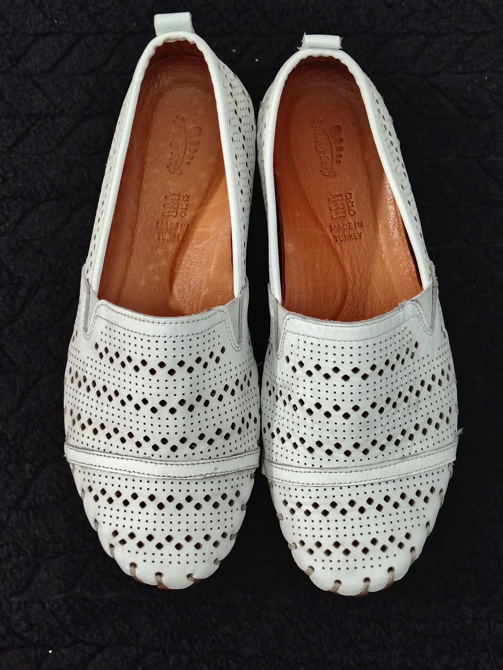 Spring Step White Perforated Leather Ballet Flats